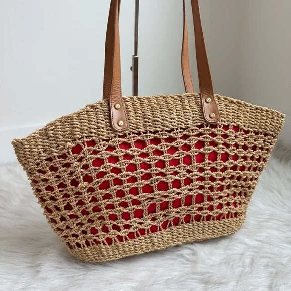 Tory Burch Wicker Straw Raffia Crochet Tote Bag - Picture 6 of 7